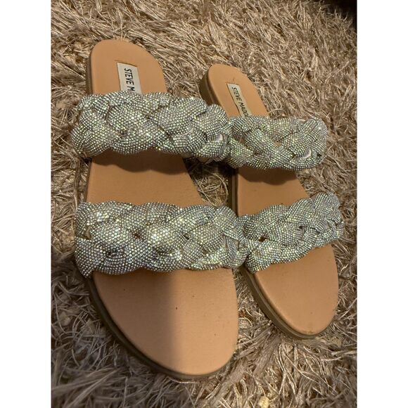 Steve Madden Dolay Sandals Silver Rhinestone Size 8.5 - Picture 4 of 4